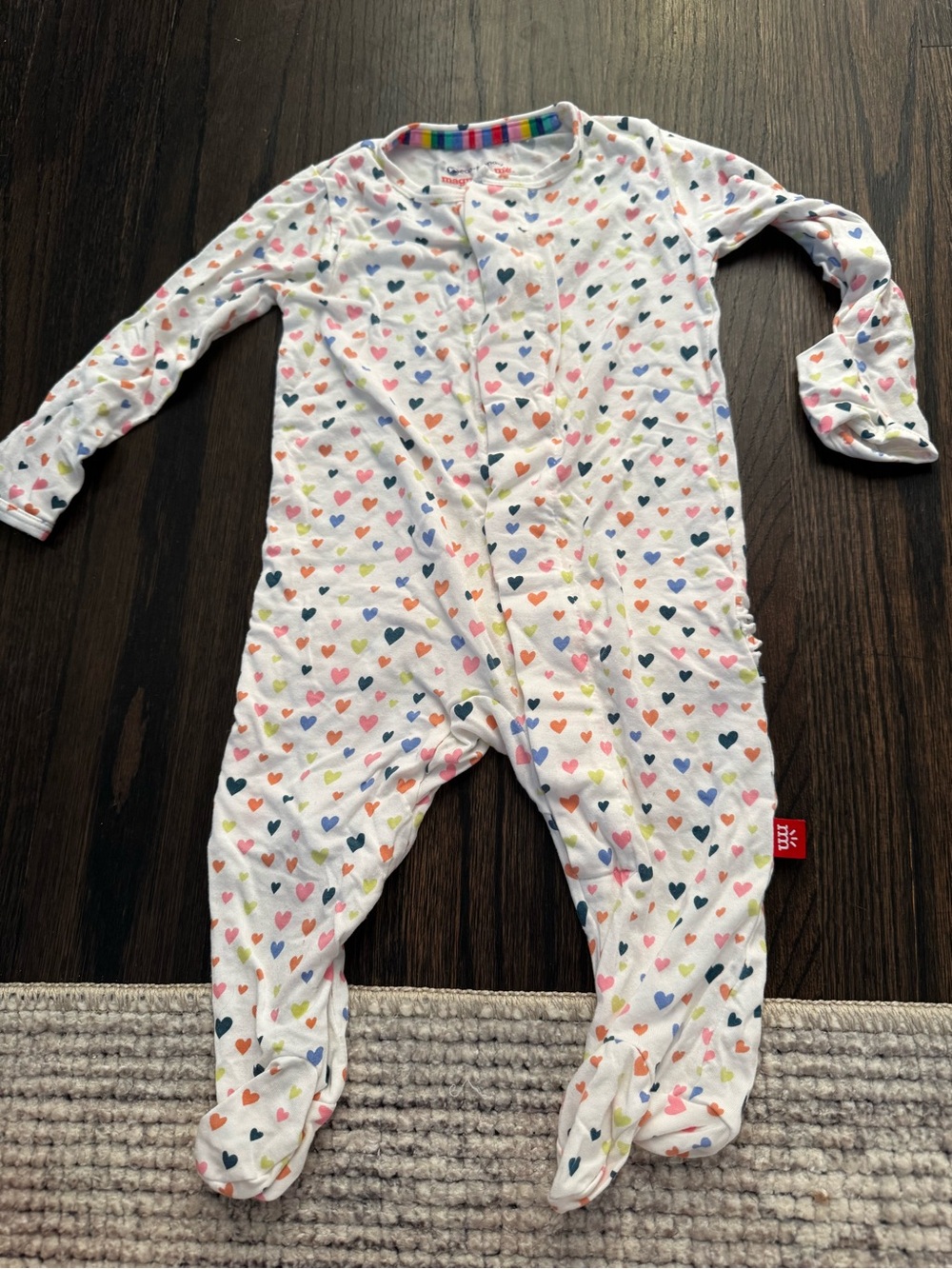 Magnetic Me White Footed One-Piece with Multicolor Hearts